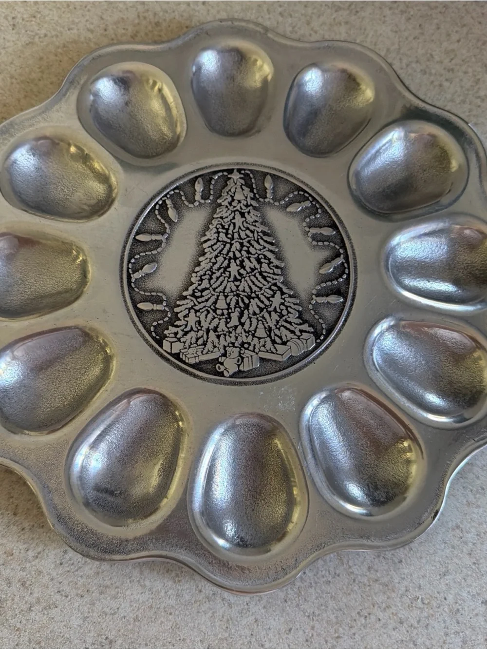 Wilton Armetale Pewter Holiday Tree Deviled Egg Server “tree light egg tray”